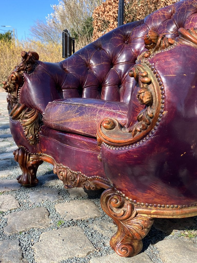 Zeldzame antieke Barok Chesterfield fauteuil, Antiek en Kunst, Antiek | Meubels | Stoelen en Banken, Ophalen
