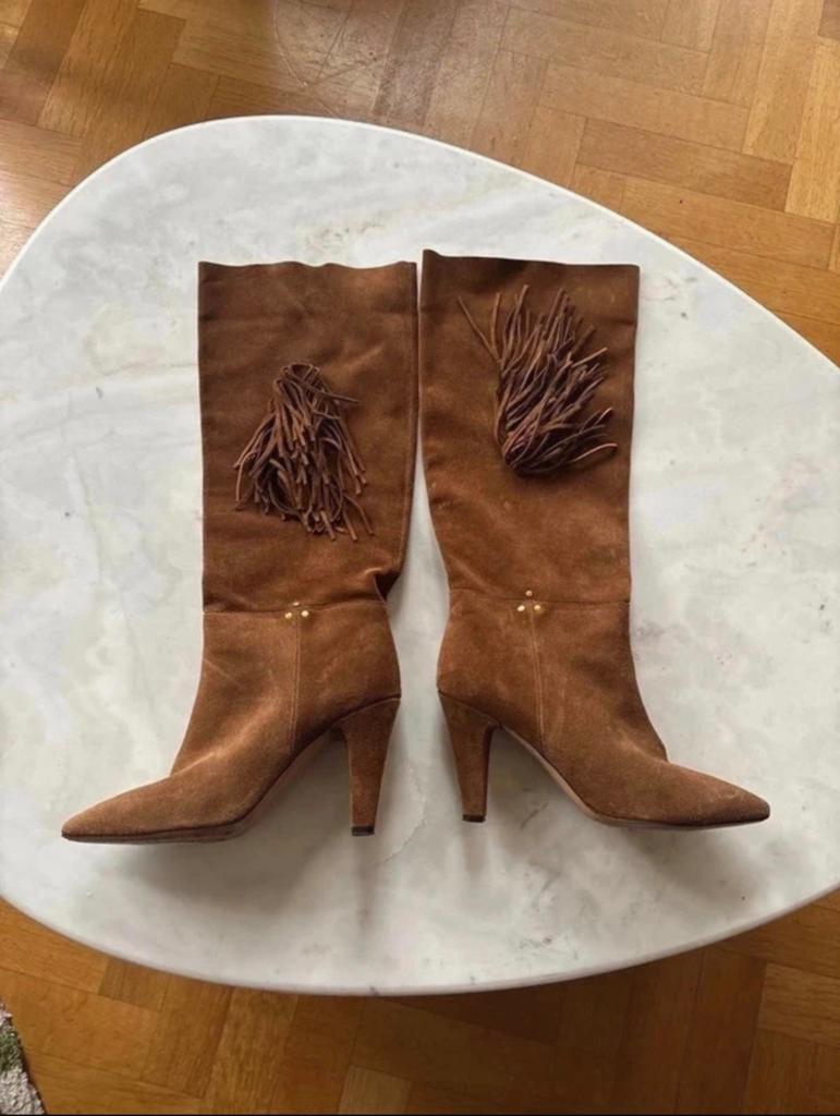 Jérome Dreyfuss laarzen suede 39 leer, Hoge laarzen, Bruin, Ophalen of Verzenden, Zo goed als nieuw