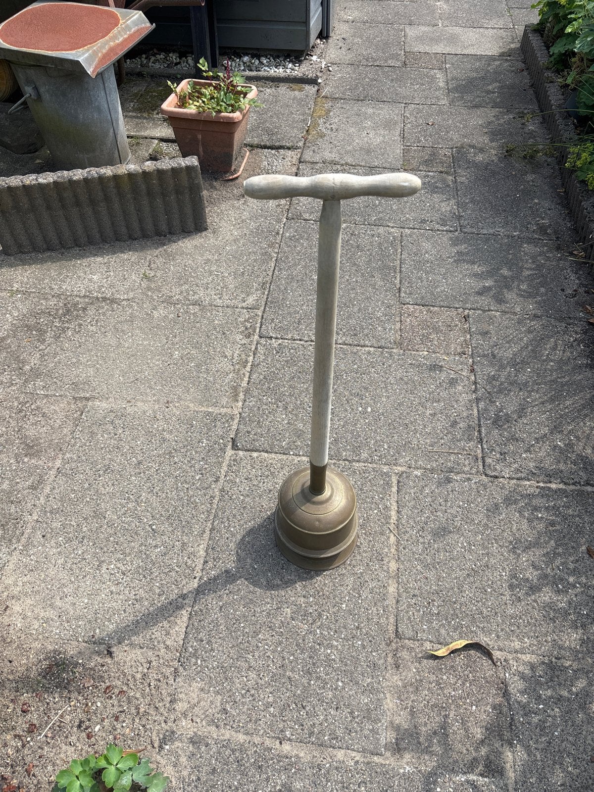 Vintage messing/houten stamper, Ophalen of Verzenden, Gebruikt