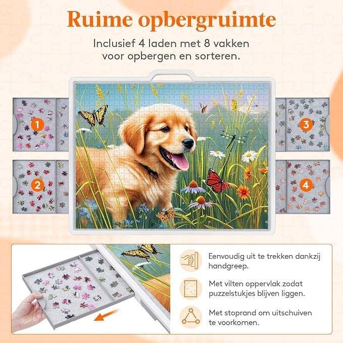 Puzzeltafel met wielen, 1500 stuks, 84,6 x 64,5 cm, wit, Ophalen, Nieuw