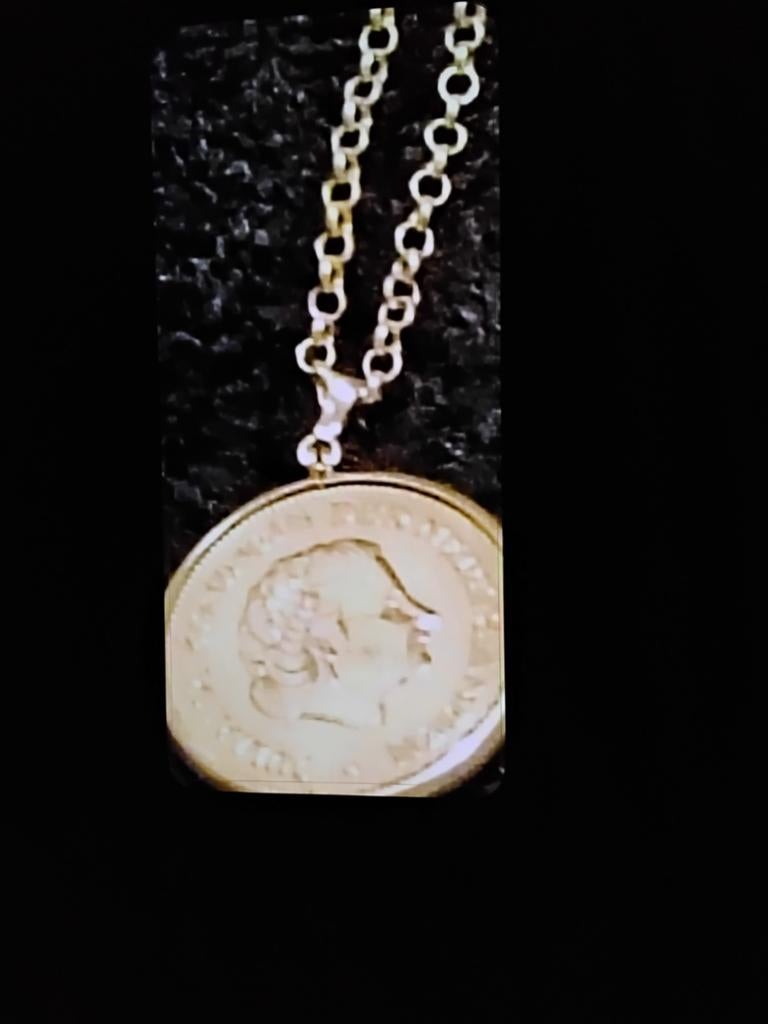 Zilveren ketting 50cm met 10 gulden munt 1970, Met hanger, Gebruikt, Ophalen of Verzenden, Zilver