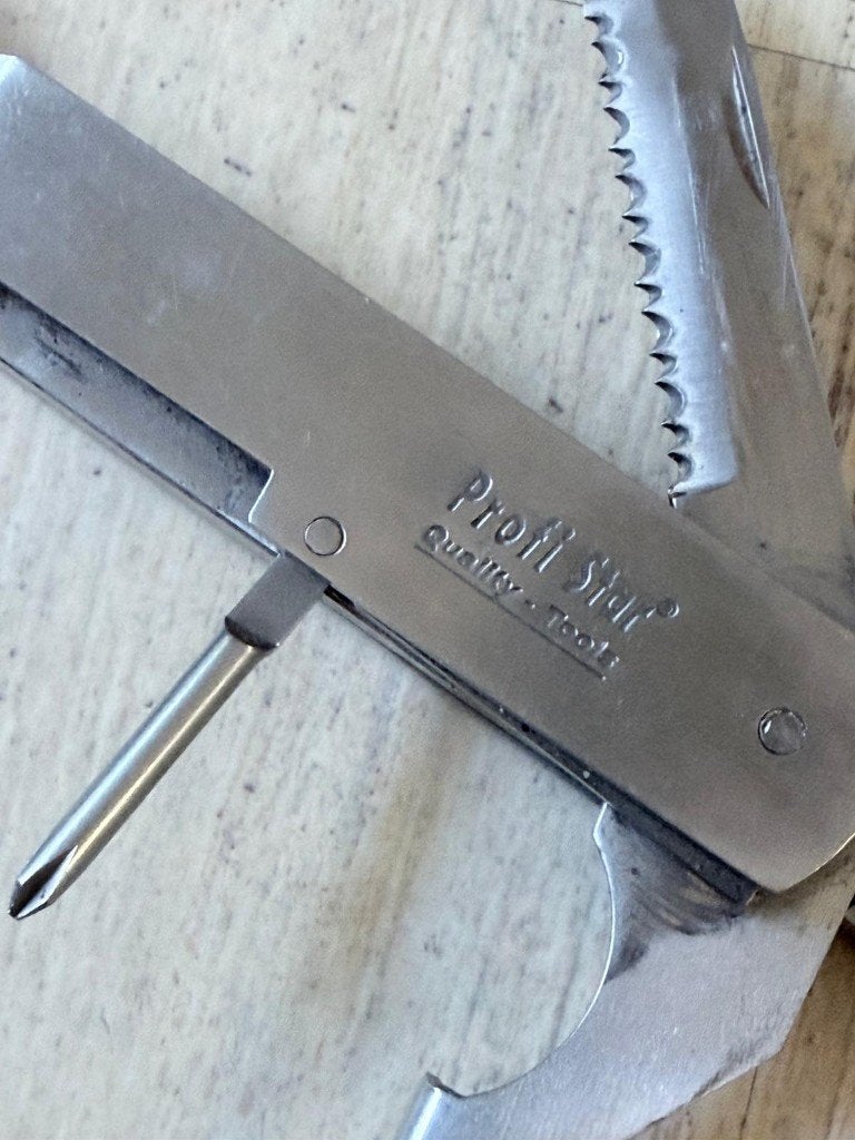 Vintage Profi Star Multitool in originele leren hoes, Ophalen of Verzenden, Gebruikt, Multitool, Overige merken