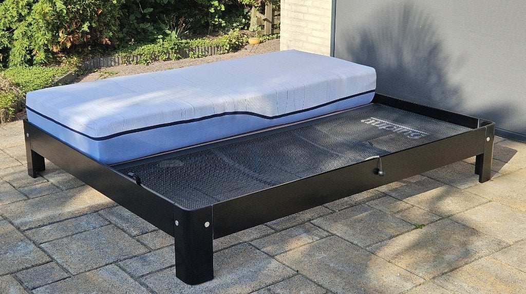 Nette zwarte Auping 180x210 extra lang!, Ophalen, Tweepersoons, 180 cm, Auping Auronde