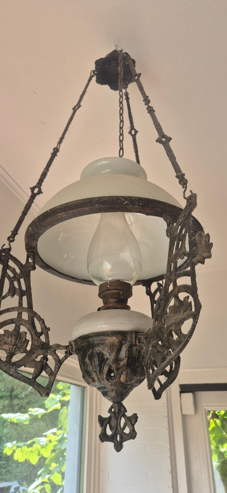 Antieke Jugendstil Hanglamp / Olielamp - Compleet (ca. 1900, Antiek en Kunst, Ophalen