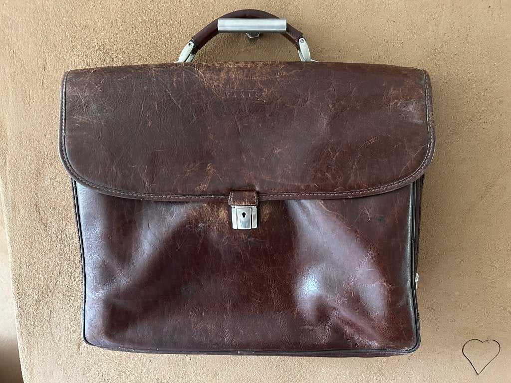 Leren school / akte tas vintage, Ophalen of Verzenden, Gebruikt, Bruin, Aktetas