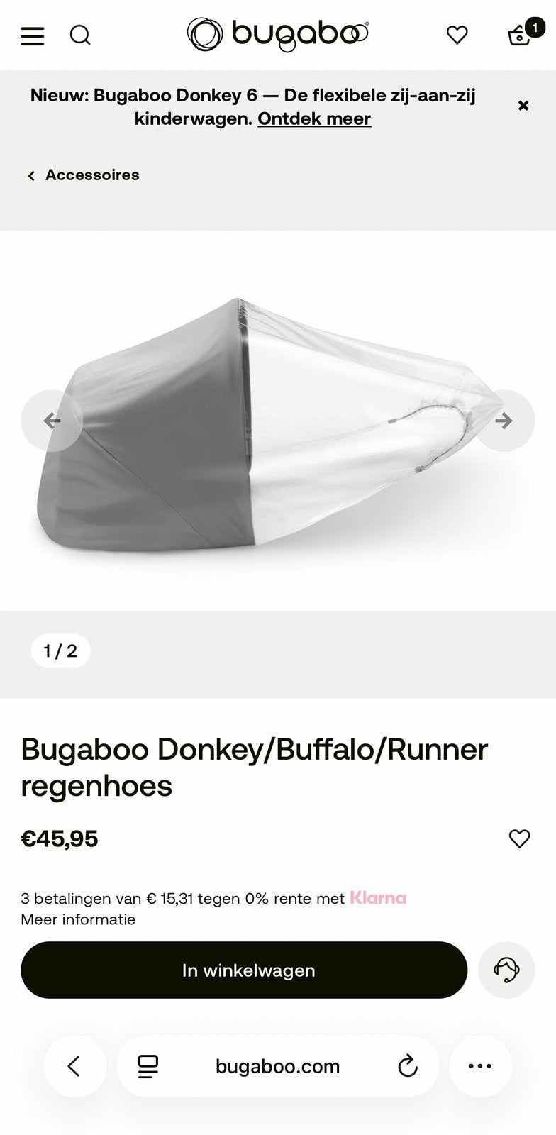 2x Nieuwe Bugaboo Donkey Regenhoes, Ophalen of Verzenden, Nieuw, Kinderwagen, Bugaboo