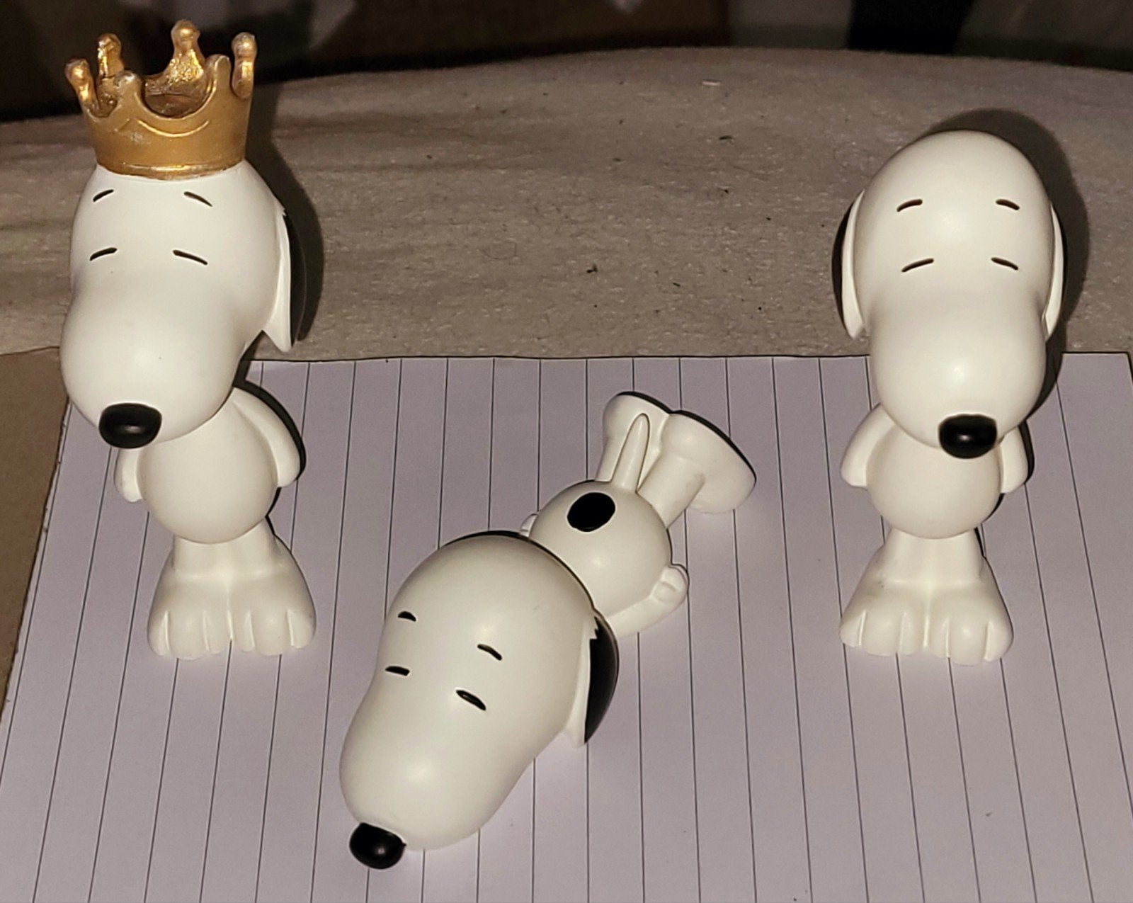 Complete set 3 resin figuren Snoopy Peanuts Plastoy -, Ophalen, Snoopy, Zo goed als nieuw, Beeldje of Figuurtje