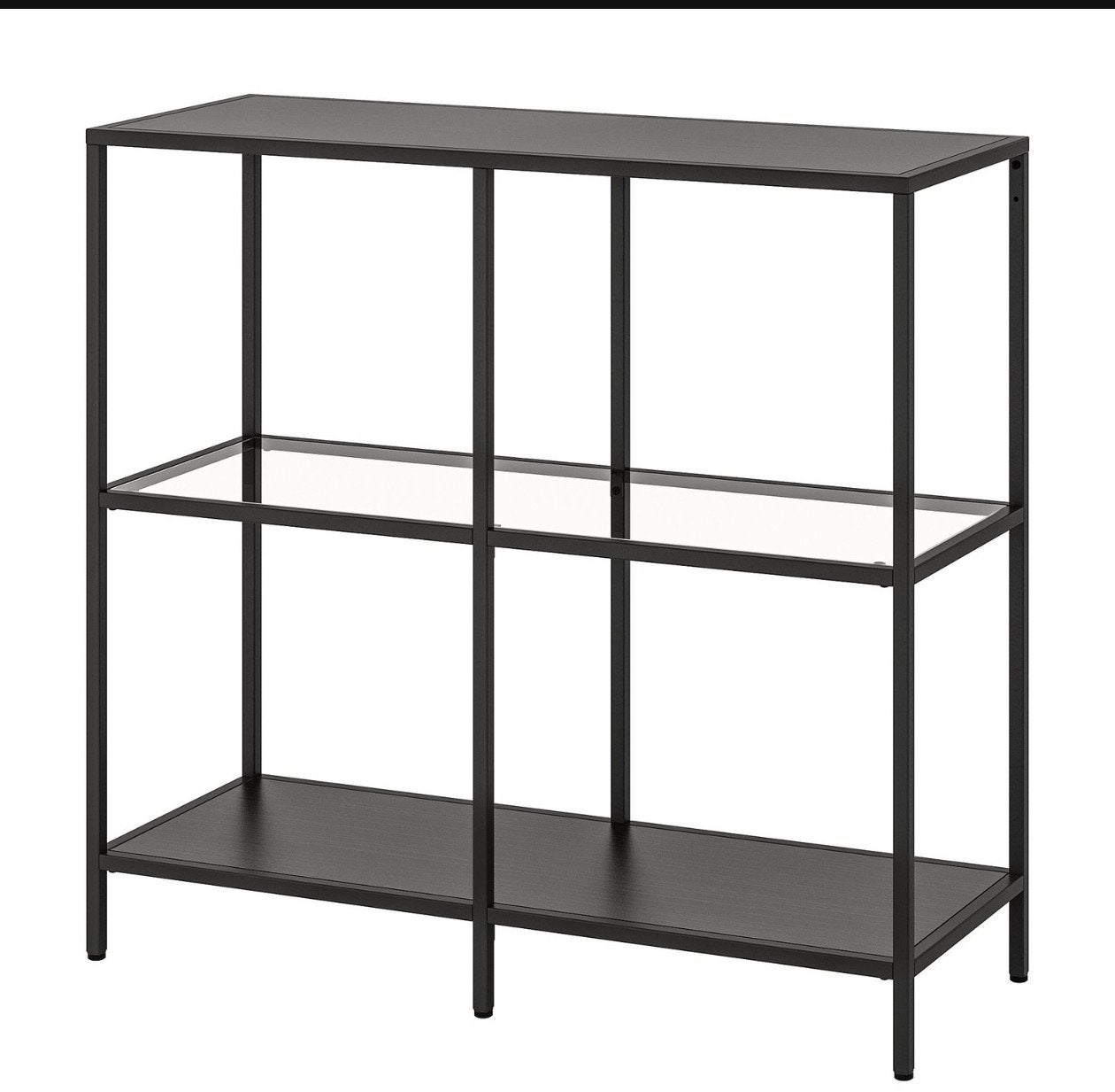 IKEA Vitrinekast Zwart - Laag Model met Glazen Plank, Huis en Inrichting, Kasten | Vitrinekasten, Ophalen, Met plank(en), 50 tot 100 cm