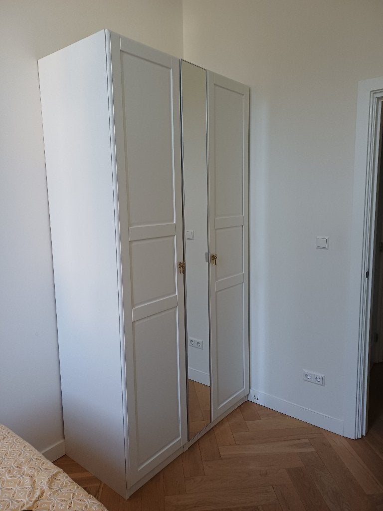 IKEA PAX kledingkast – wit met spiegeldeur (hoog model), Gebruikt, Overige materialen, 100 tot 150 cm, 200 cm of meer