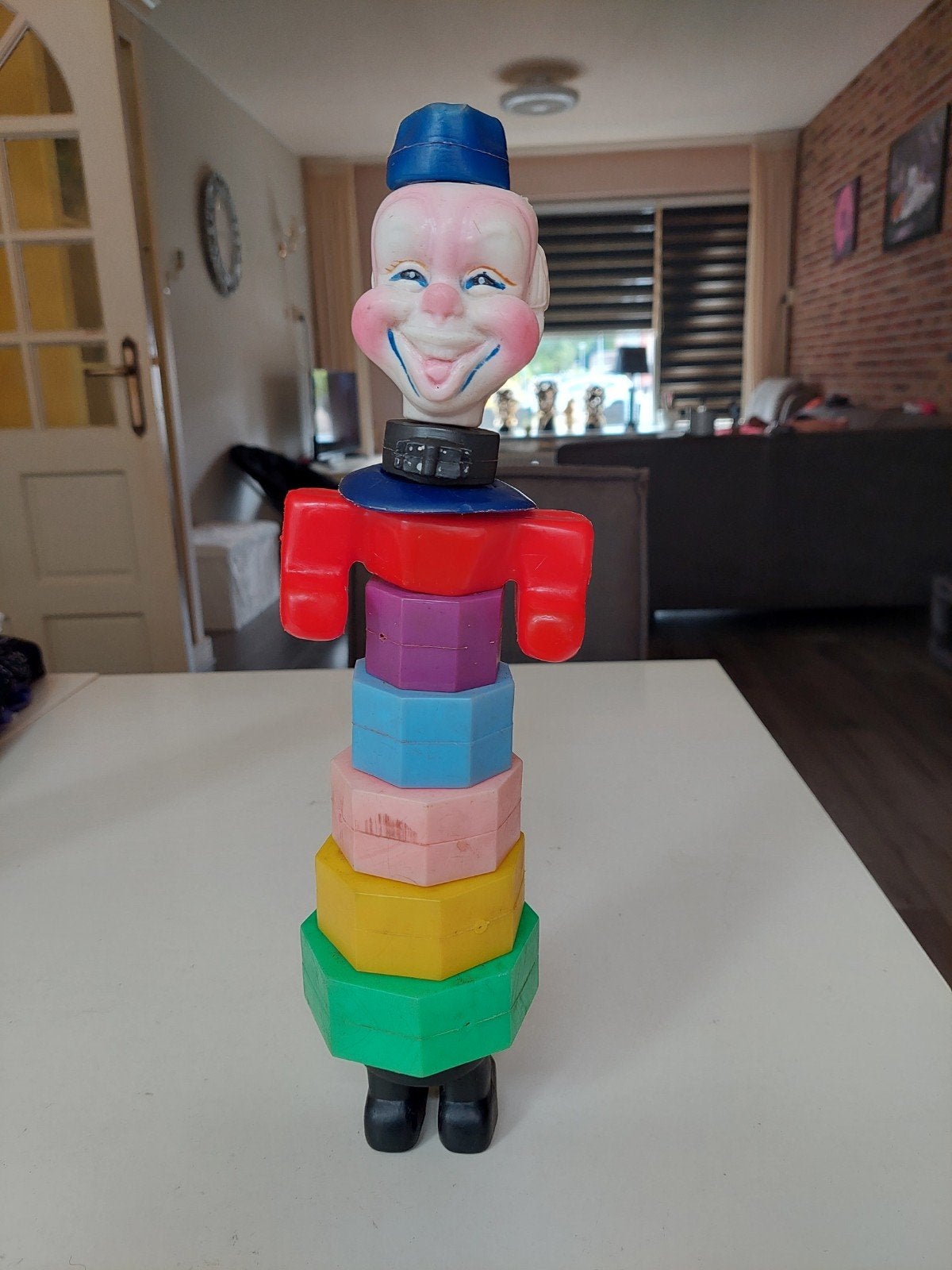 een zeldzame vintage stapel bare clown stapel toren,, Antiek en Kunst, Antiek | Speelgoed, Ophalen of Verzenden