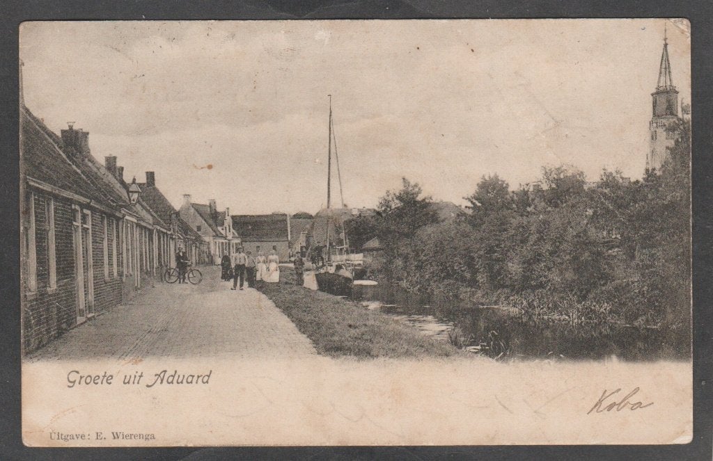 aduart dorpsgezicht  met schip, Verzenden, Voor 1920, Gelopen, Groningen
