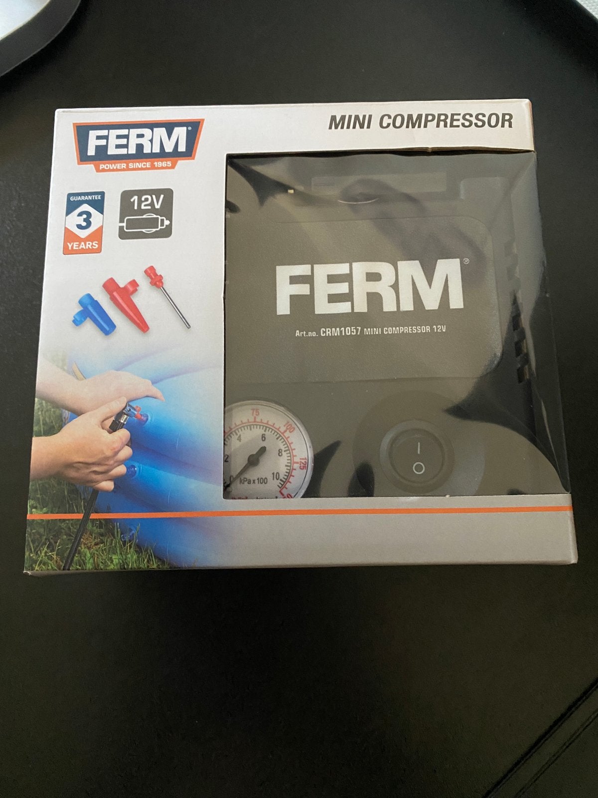 Ferm | Mini Compressor | 12V | Max 10 bar, Doe-het-zelf en Verbouw, Compressors, Minder dan 25 liter, Ophalen of Verzenden, Zo goed als nieuw