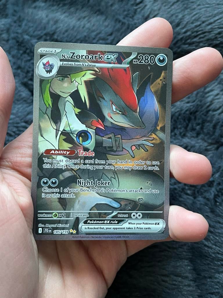 Zoroark ex Journey Together 185/159 Pokémon kaart, Ophalen of Verzenden, Zo goed als nieuw, Losse kaart, Foil