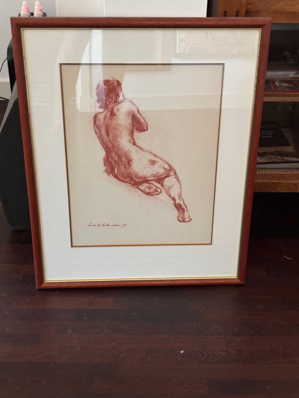 Sierk Schröder, tekening, naakt., Ophalen, Tekening, Krijttekening, Achter glas