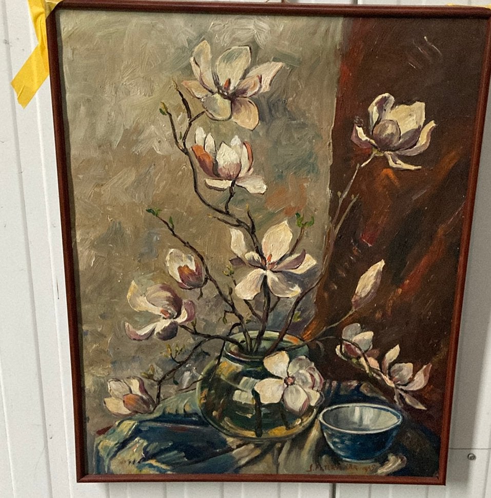 Olieverf op doek J H ter Haar, Bloemstilleven, Doek, Olieverf, Klassiek, Gedateerd