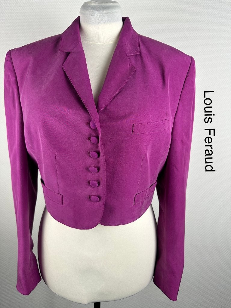 Louis Feraud Blazer 100% zijde (mt: 42) 21,3/9587, Kleding | Dames, Jasjes, Kostuums en Pakken, Louis Feraud, Paars, Maat 42/44 (L)