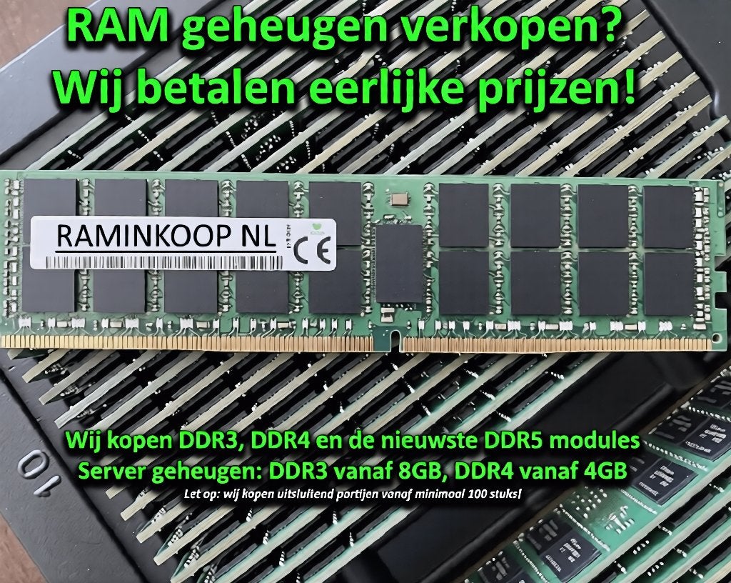 RAM GEHEUGEN GEVRAAGD! DDR3, DDR4, DDR5, Server, PC, Laptop