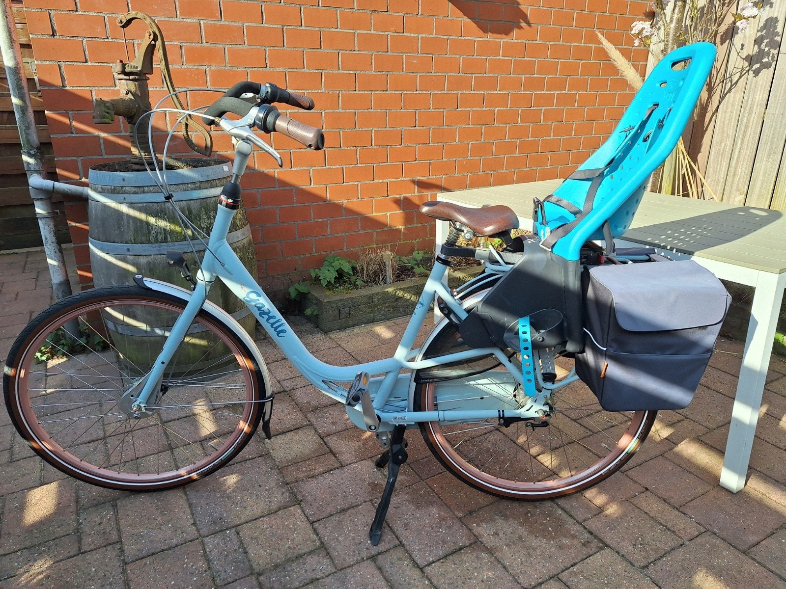 Gazelle Bloom C7 moederfiets - ijsblauw, Fietsen en Brommers, Fietsen | Dames | Moederfietsen, Ophalen, 2 zitjes, 53 tot 56 cm