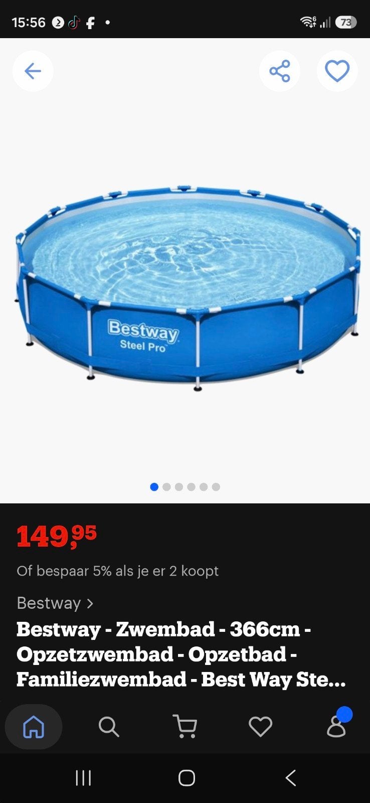 Bestway Zwembad 366x84 met alle toebehoren, Ophalen of Verzenden, Rechthoekig, 200 tot 300 cm, Opzetzwembad