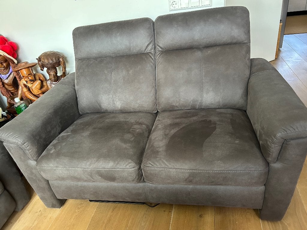 2 zits antraciet microleder bankje, Huis en Inrichting, Ophalen, Overige materialen, 150 tot 200 cm, Tweepersoons