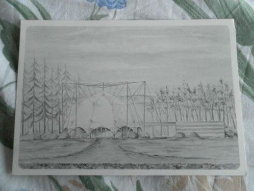 kaart van bevrijdingsmuseum groesbeek tekening, Verzamelen, Ansichtkaarten | Nederland, Ophalen of Verzenden, 1980 tot heden, Gelopen