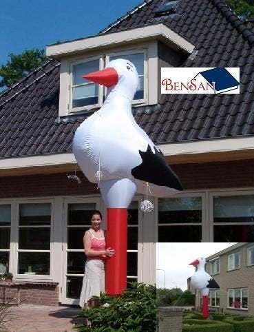 ooievaar opblaasbaar 3.5 mtr geboorte huren bensan enter, Hobby en Vrije tijd, Ophalen, Zo goed als nieuw, Geboorte of Huwelijk