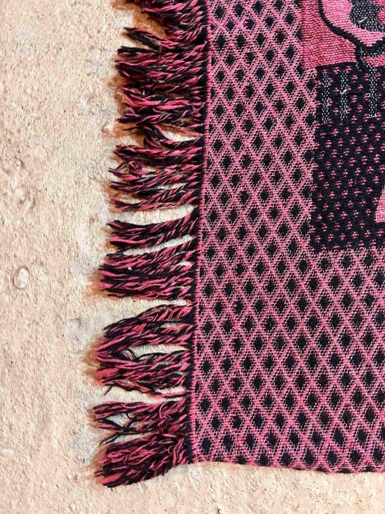 Vintage grand foulard woonkleed paars tinten 190/156 cm, Huis en Inrichting, Djt@dejuistetoon.eu, Ophalen of Verzenden, Zo goed als nieuw