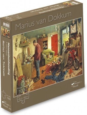 Art Revisited Marius van Dokkum - Mannenhuishouding - 1000st, Ophalen of Verzenden, 500 t/m 1500 stukjes, Nieuw, Legpuzzel