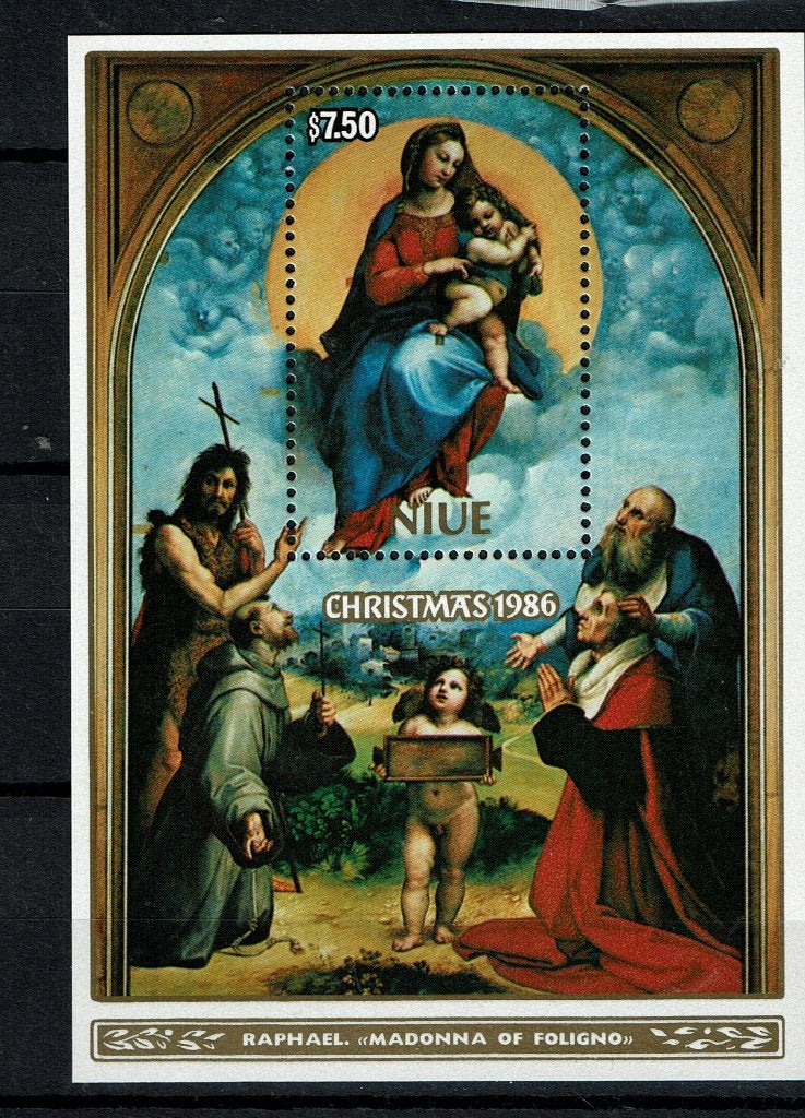 NIUE 1986 PF BLOK KERSTMIST RELIGIE CHRISTMAS KUNST 2, Ophalen of Verzenden, Postfris, Overige thema's
