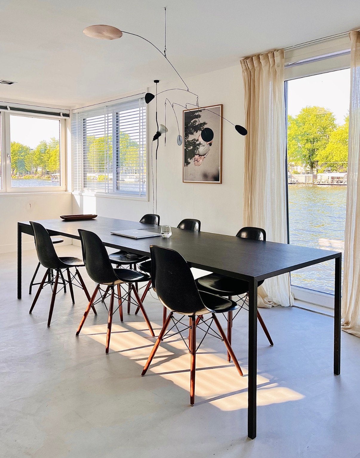 Design Eettafel 2.80x 90 Cm arco slim table zwart, Ophalen, Gebruikt