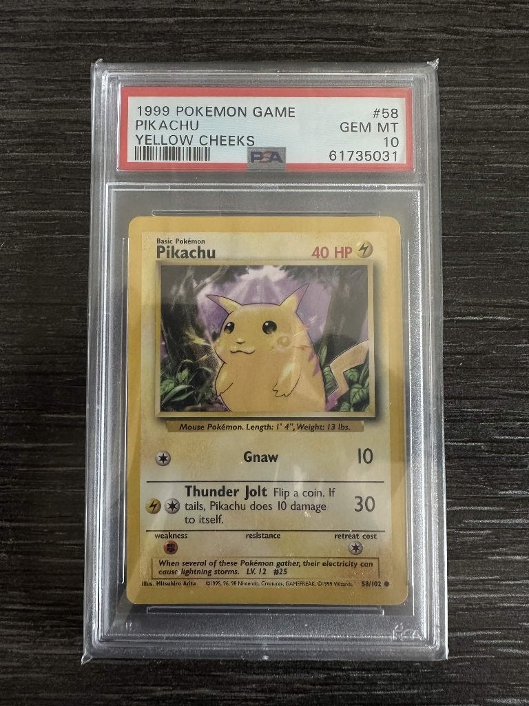 PSA 10 Pikachu – 1999 Yellow Cheeks #58 | GEM MINT