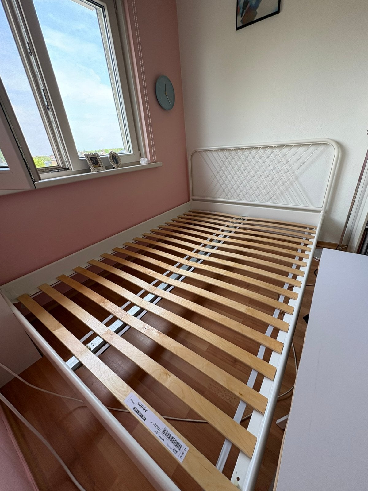 Ikea Nesttun bed met lattenbodem, Ophalen, Wit, Tweepersoons, 140 cm