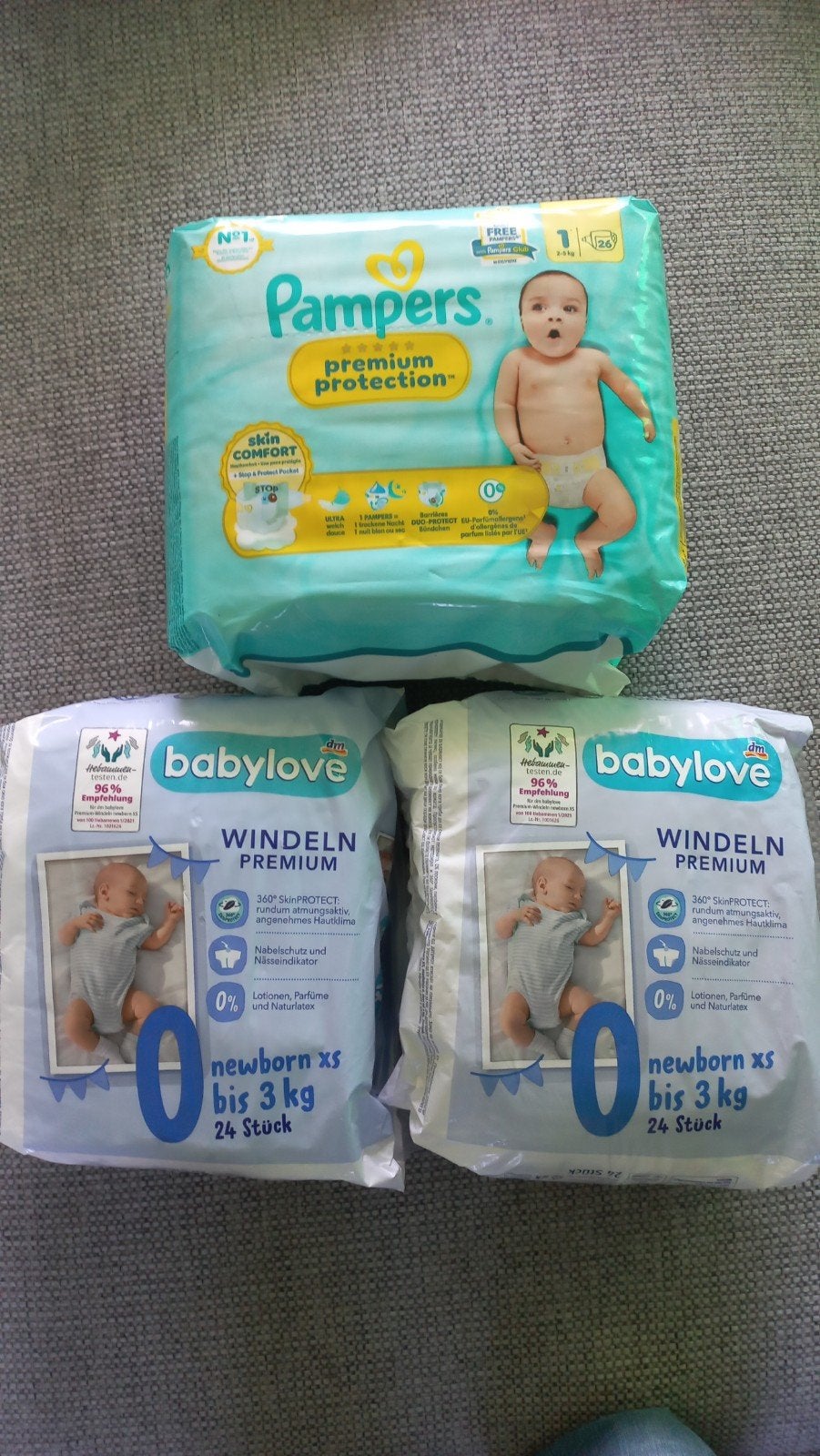 2x luiers maat 0, 1x pampers maat 1, Ophalen, Nieuw, Overige typen, Overige merken