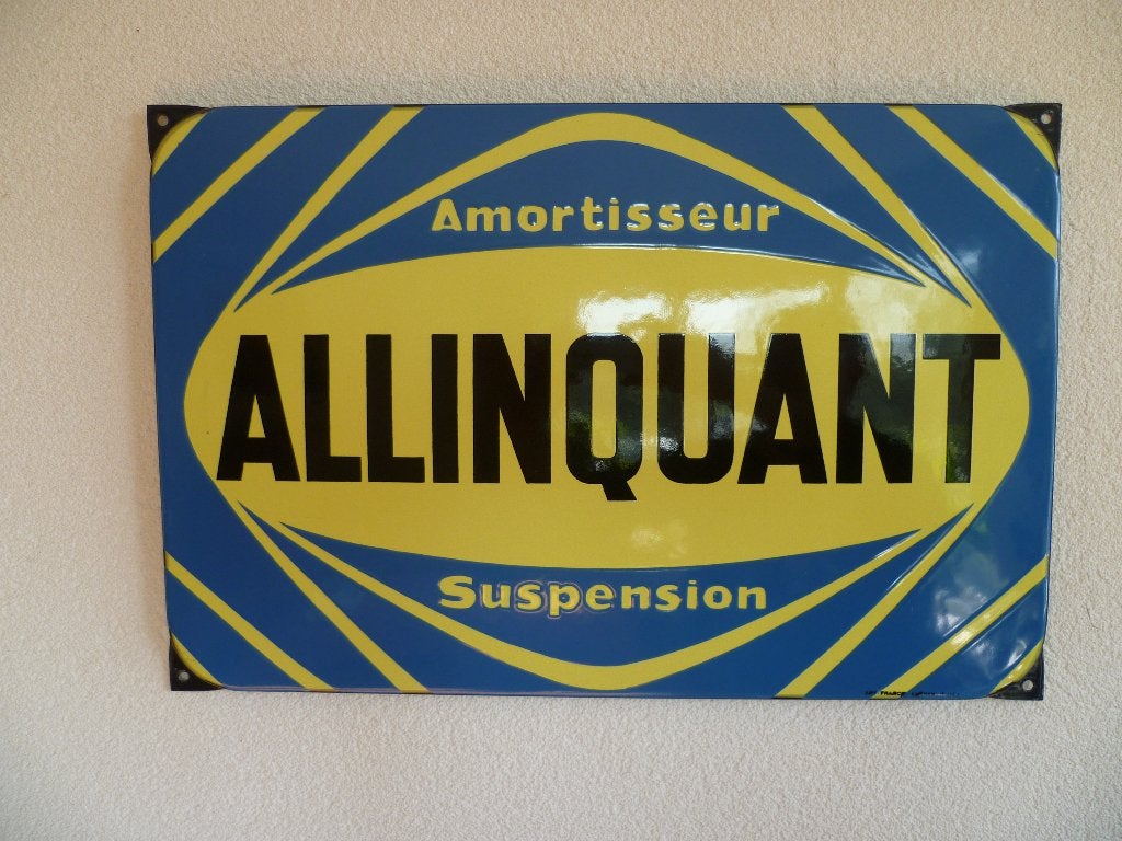 EMAILLE RECLAMBORD"ALLINQUANT SCHOKBREKERS"UIT JAREN 50/60, Verzamelen, Ophalen of Verzenden, Zo goed als nieuw, Reclamebord