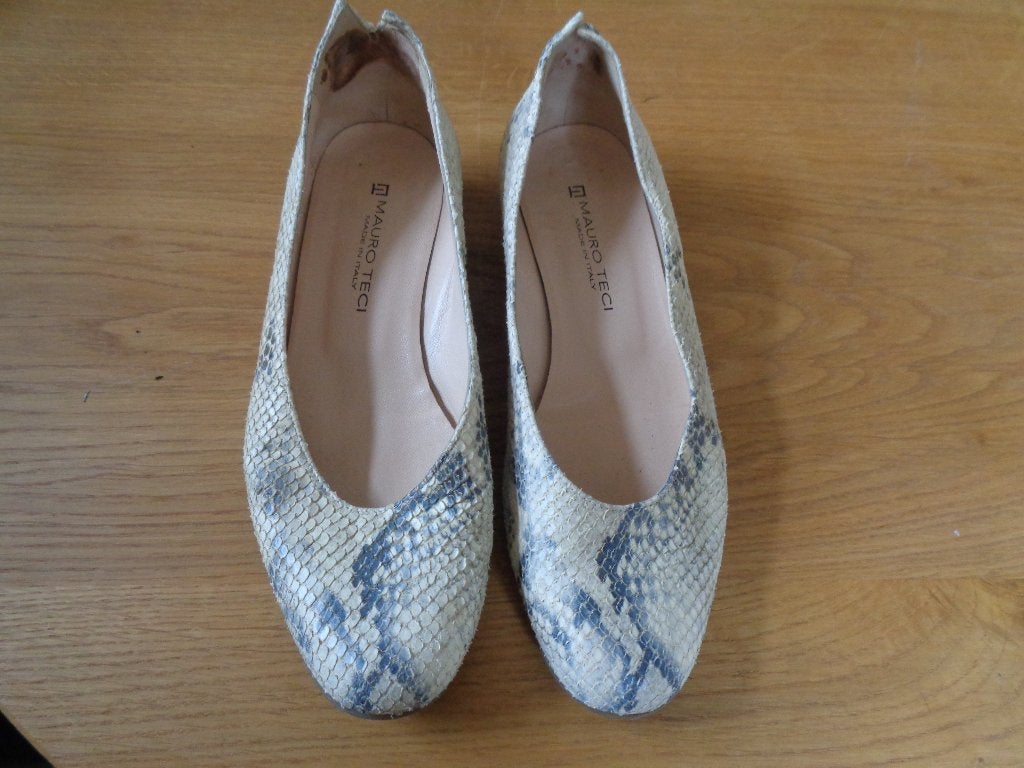 Mauro Teci slangprint,goudkleur ballerina's:mt, 35.5, 38, 40, Mauro Teci, Beige, Zo goed als nieuw, Ballerina's