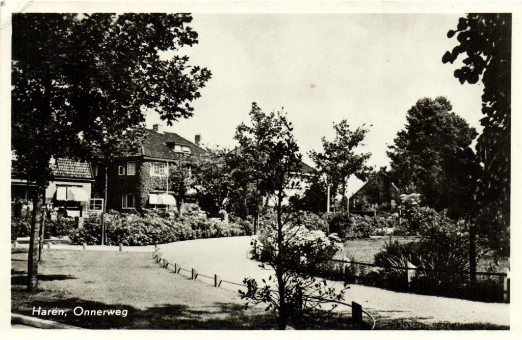 Haren, Onnerweg - 1956 gelopen, Ophalen of Verzenden, 1940 tot 1960, Gelopen, Groningen