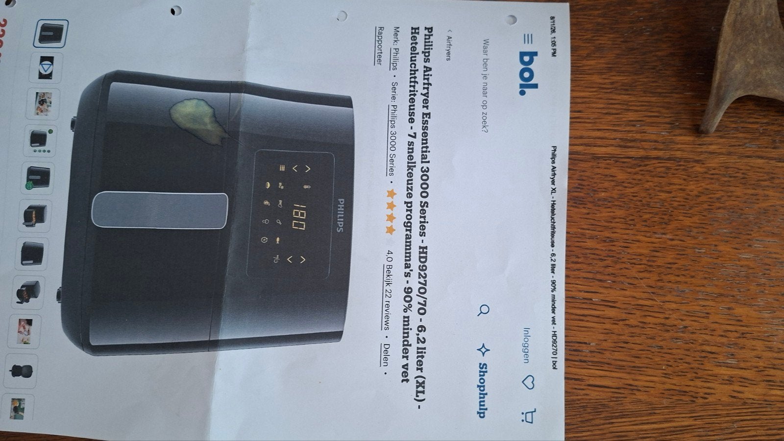 Philips Airfryer XL Essential 3000 Series HD9270/70, Ophalen, Zo goed als nieuw, Airfryer XL, 1500 gram of meer
