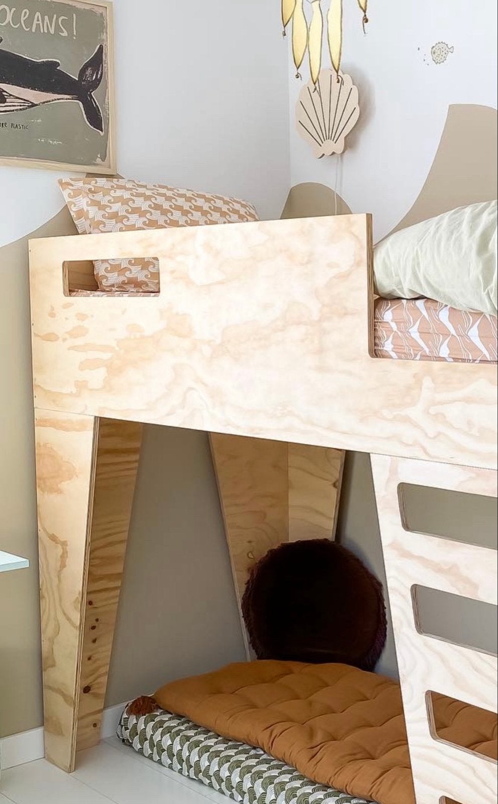 Houten schelpenlamp voor kinderkamer, Overige kleuren, Ophalen of Verzenden, Zo goed als nieuw, Lamp