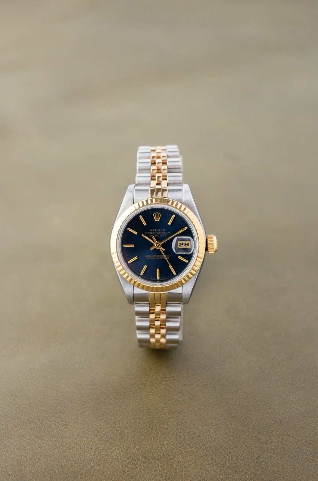 Rolex Lady Datejust 26 | Blue Dial, Polshorloge, Ophalen of Verzenden, Zo goed als nieuw, Goud