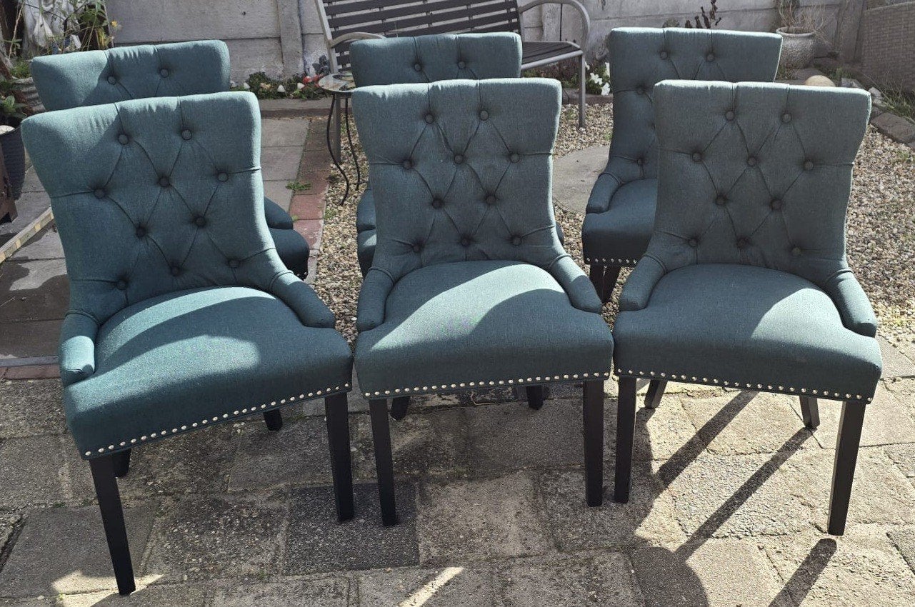 klassieke gecapitonneerde eetkamerstoelen 6x, Huis en Inrichting, Stoelen, Ophalen, Overige kleuren, Vijf, Zes of meer stoelen