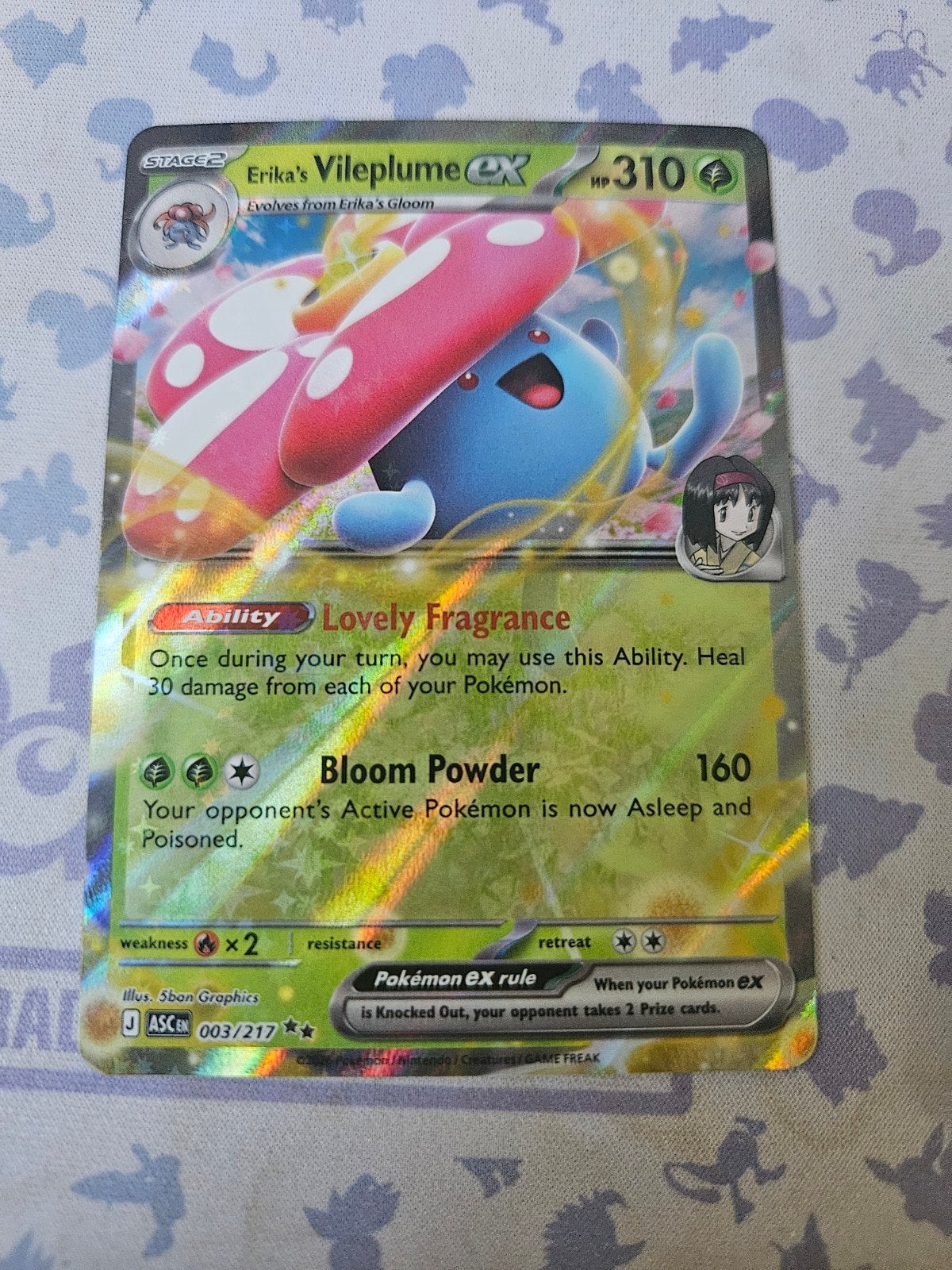 Erika's Vileplume ex 003/217 - Pokemon Kaart, Ophalen of Verzenden, Zo goed als nieuw, Foil