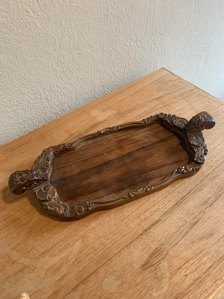 Vintage Indonesisch serveerblad, handgesneden hardhout (jare, Ophalen of Verzenden, Zo goed als nieuw