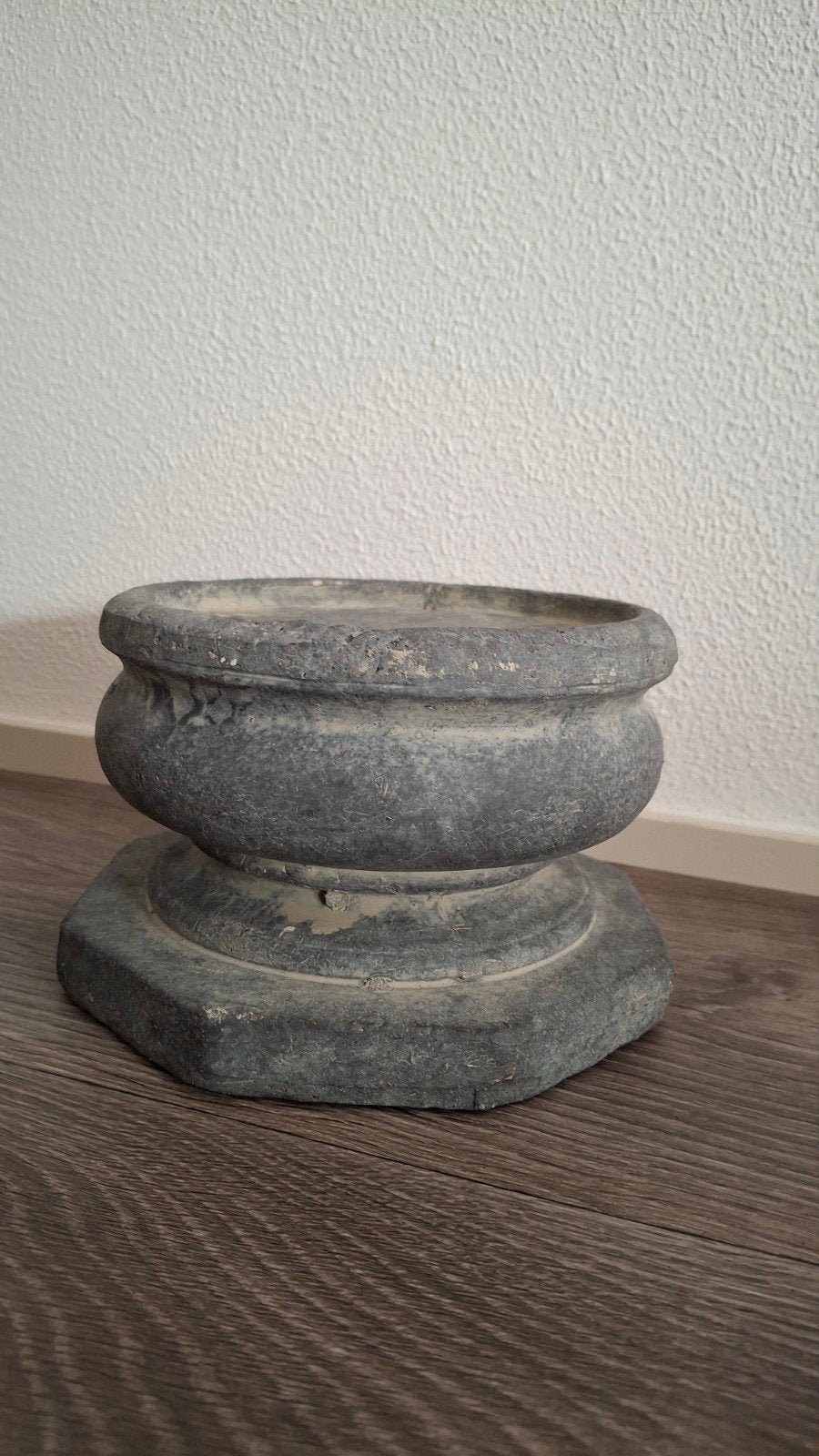 Zware stenen poer, 19x20x13 cm, Gebruikt, 13 cm, Ophalen of Verzenden, Grijs