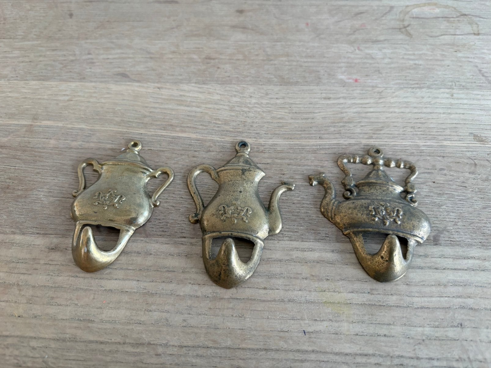 Mooie vintage messing haakjes voor in de keuken, Ophalen of Verzenden