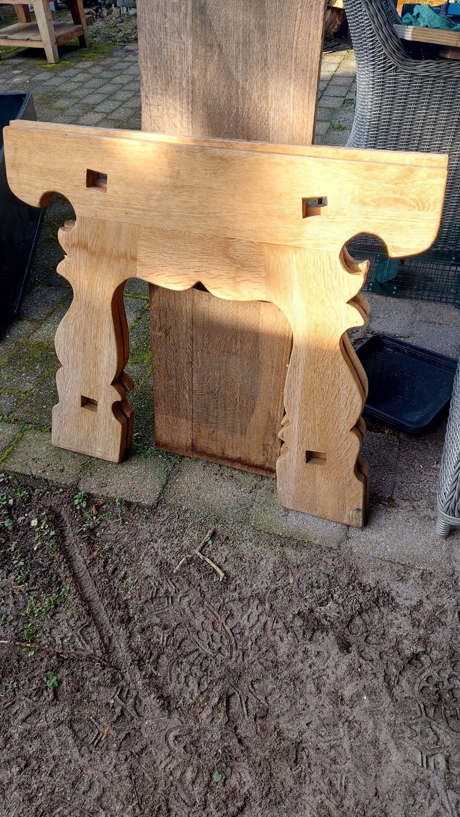 Massief eiken houten onderstel tafel, Ophalen