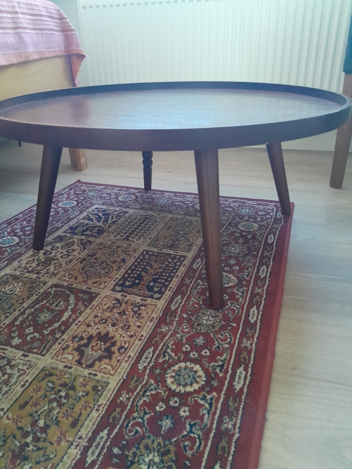 Ronde houten salontafel / koffietafel, Ophalen, Gebruikt, 50 tot 100 cm, Klassiek