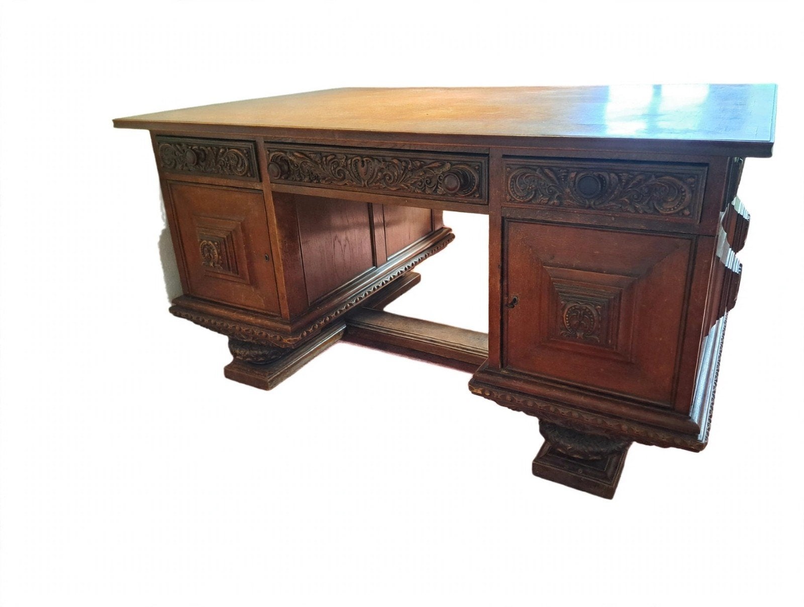 Antiek Eiken Bureau Renaissance - Partner Desk, Antiek en Kunst, Ophalen