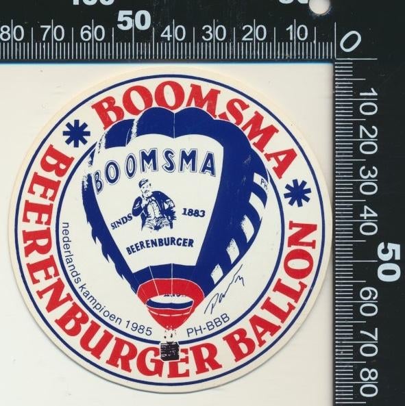 Sticker: Boomsma Beerenburger - Ballon, Verzamelen, Stickers, Zo goed als nieuw, Bedrijf of Vereniging, Ophalen of Verzenden