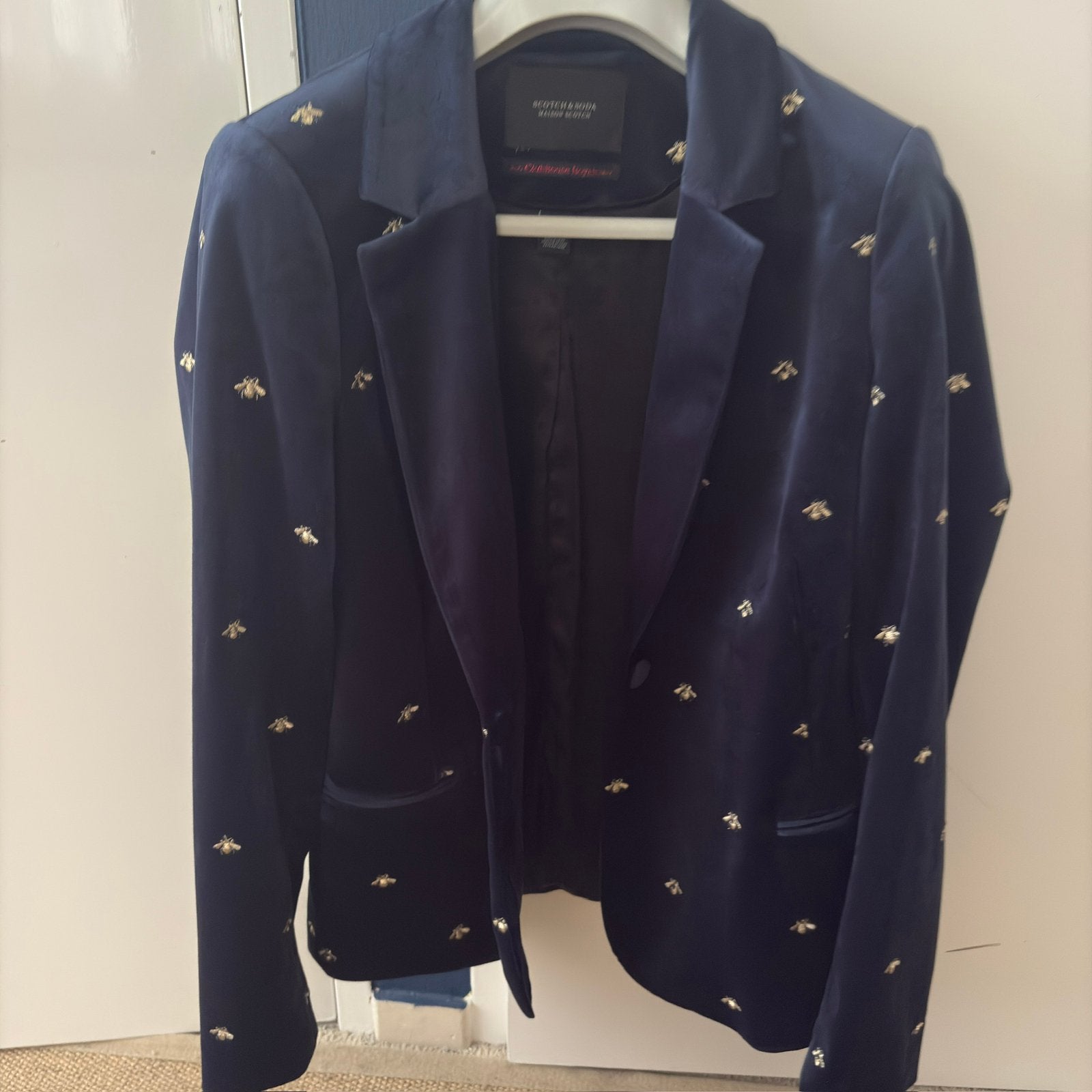 Scotch and Soda colbert dames fluweel navy goud maat 3/42, Verzenden, Zo goed als nieuw, Maat 42/44 (L), Blauw