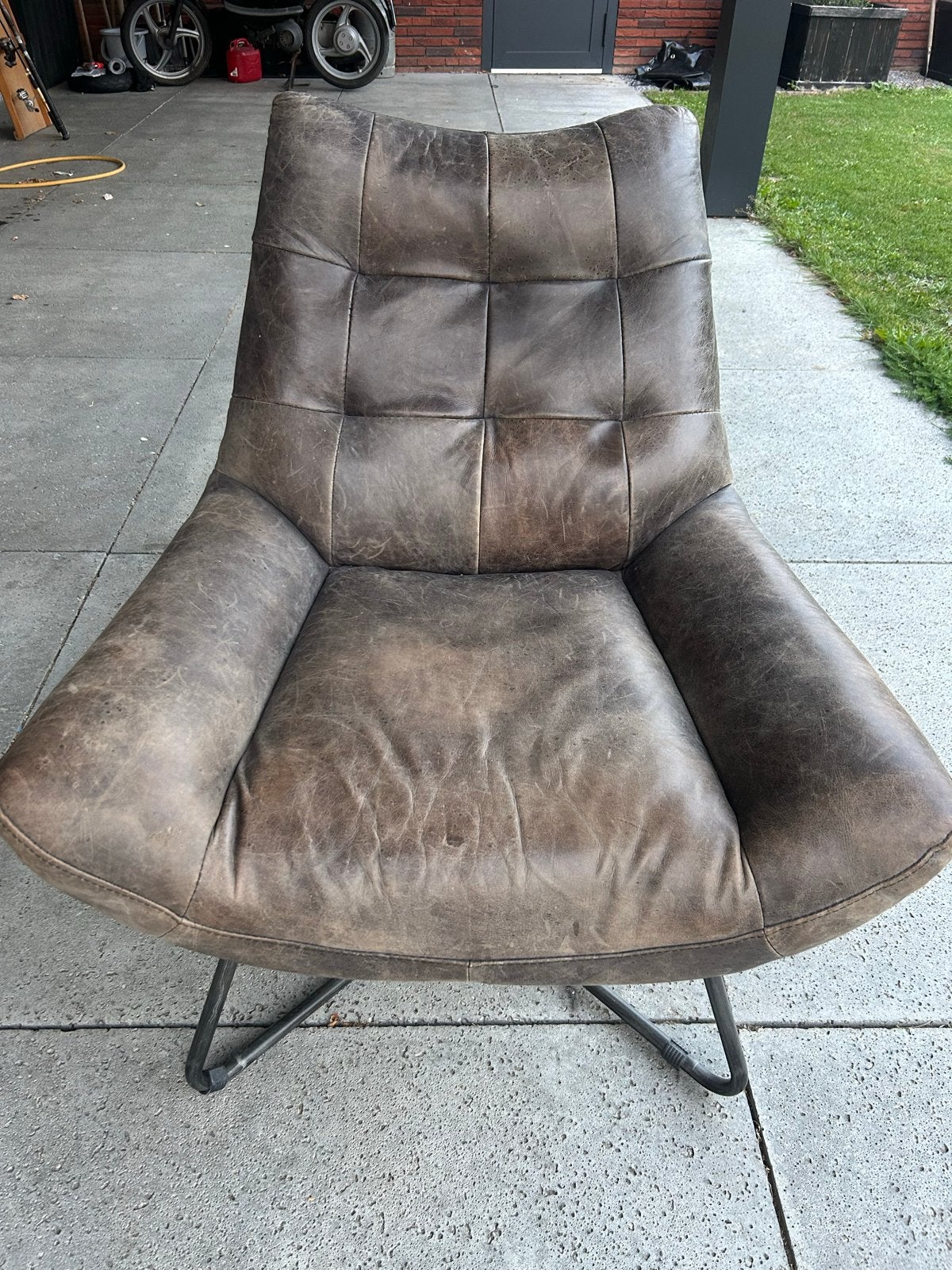 Comfortabele leren fauteuil - Gebruikt, Ophalen, Gebruikt, Bruin, Leer